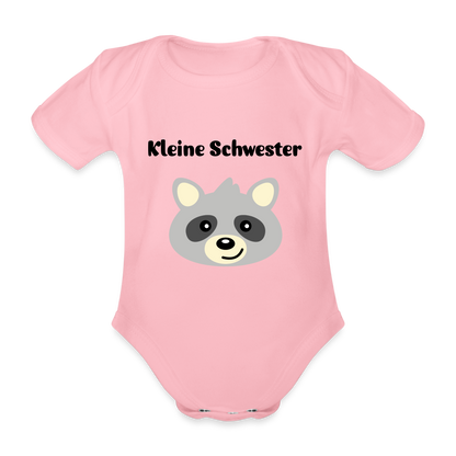 Baby Bio-Kurzarm-Body - Kleine Schwester Waschbär - Hellrosa