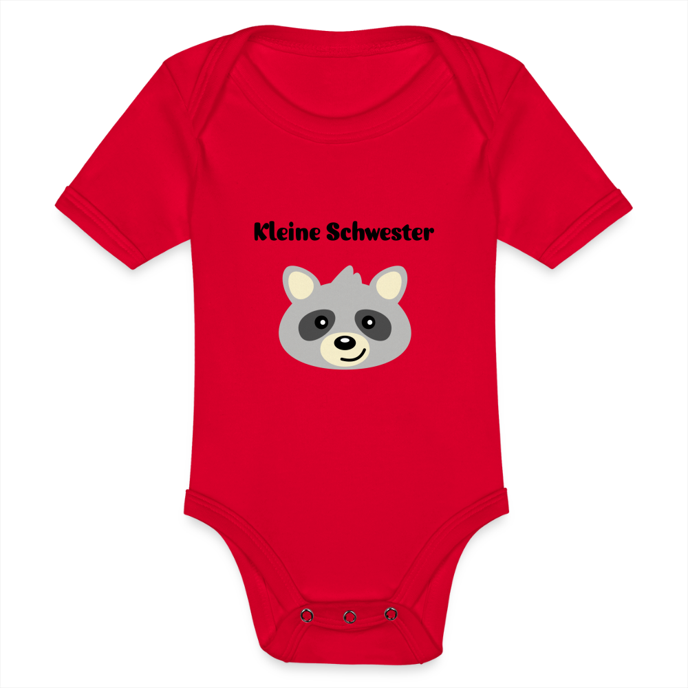 Baby Bio-Kurzarm-Body - Kleine Schwester Waschbär - Rot