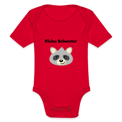 Baby Bio-Kurzarm-Body - Kleine Schwester Waschbär - Rot