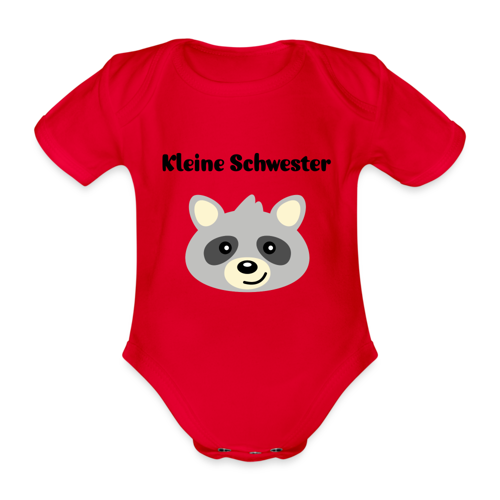 Baby Bio-Kurzarm-Body - Kleine Schwester Waschbär - Rot