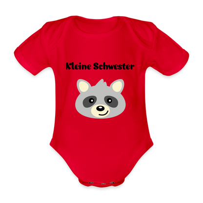 Baby Bio-Kurzarm-Body - Kleine Schwester Waschbär - Rot