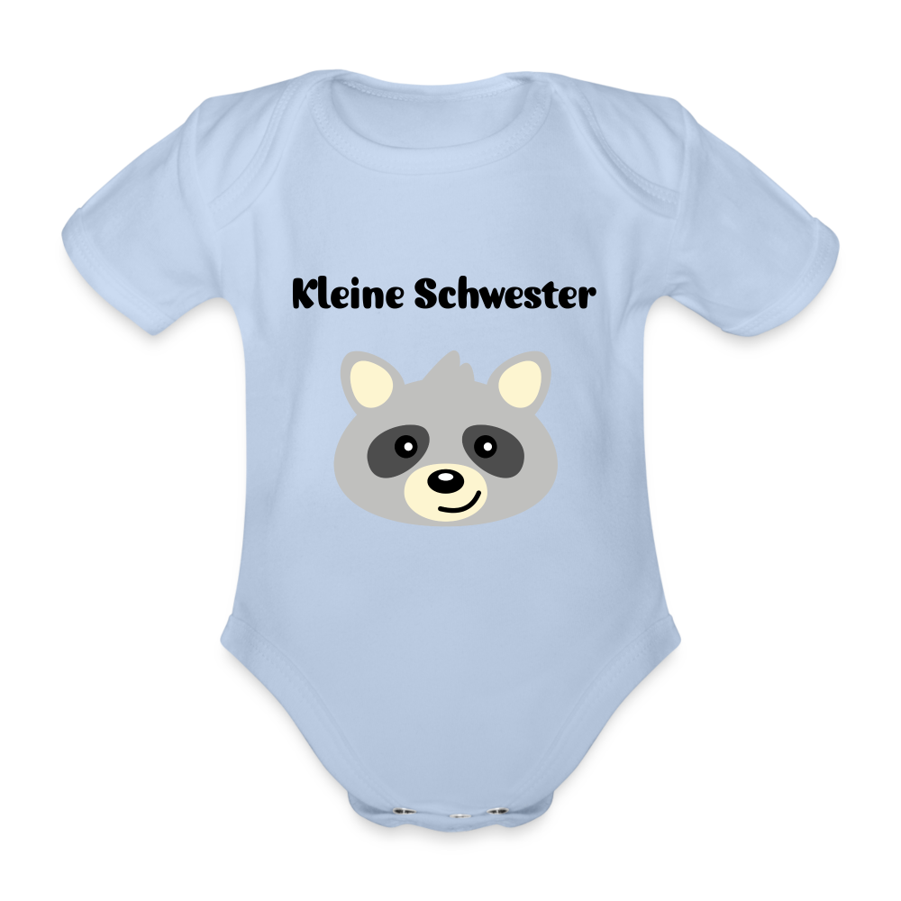 Baby Bio-Kurzarm-Body - Kleine Schwester Waschbär - Sky