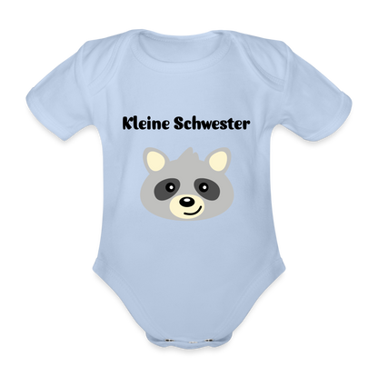 Baby Bio-Kurzarm-Body - Kleine Schwester Waschbär - Sky