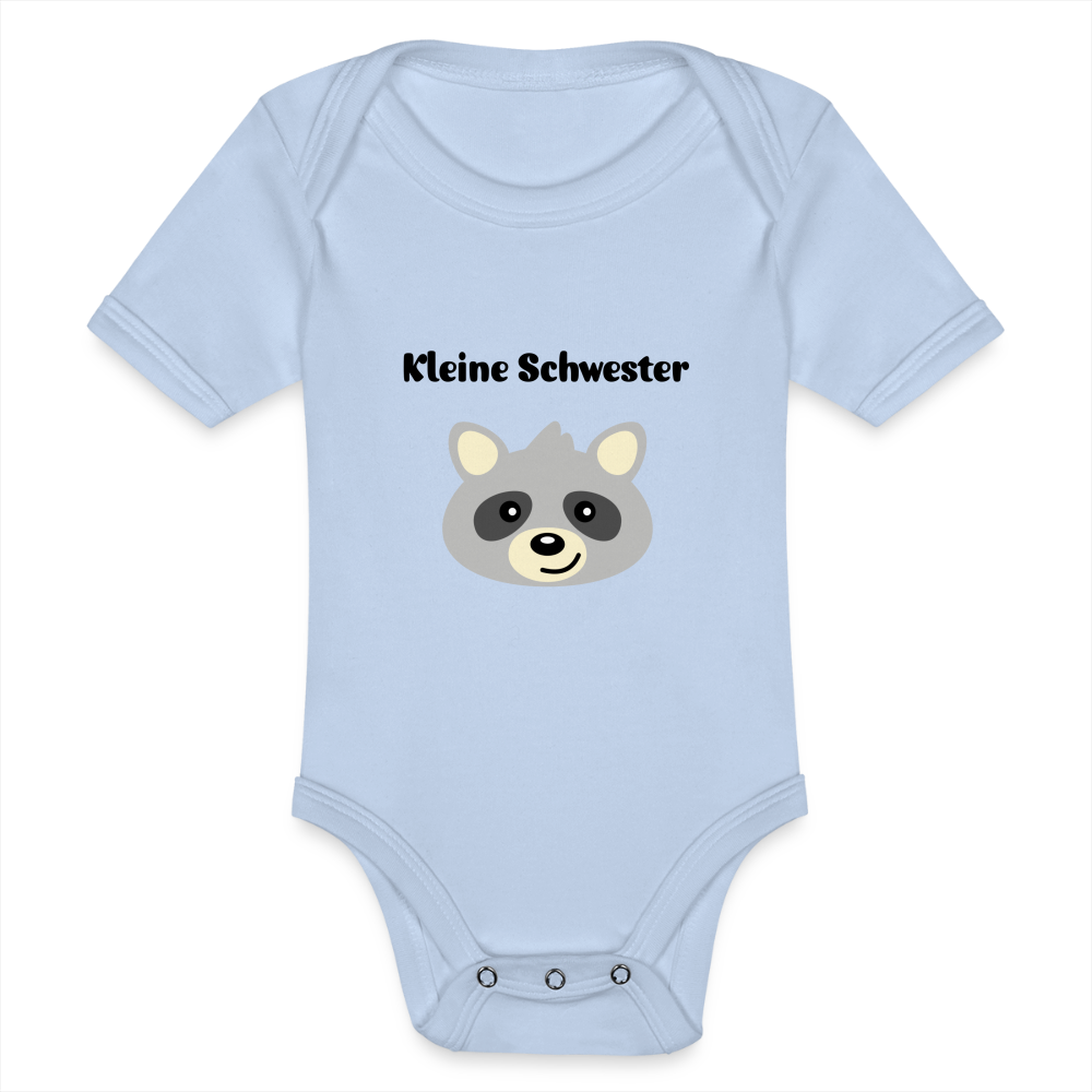 Baby Bio-Kurzarm-Body - Kleine Schwester Waschbär - Sky