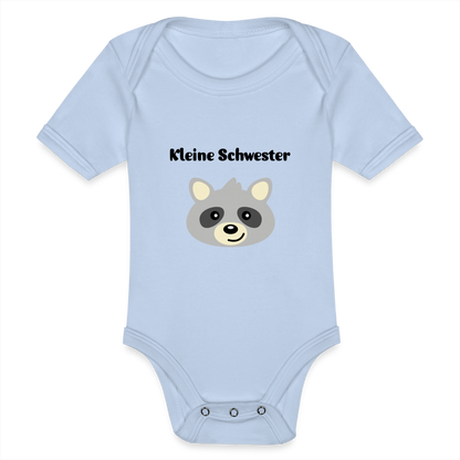 Baby Bio-Kurzarm-Body - Kleine Schwester Waschbär - Sky