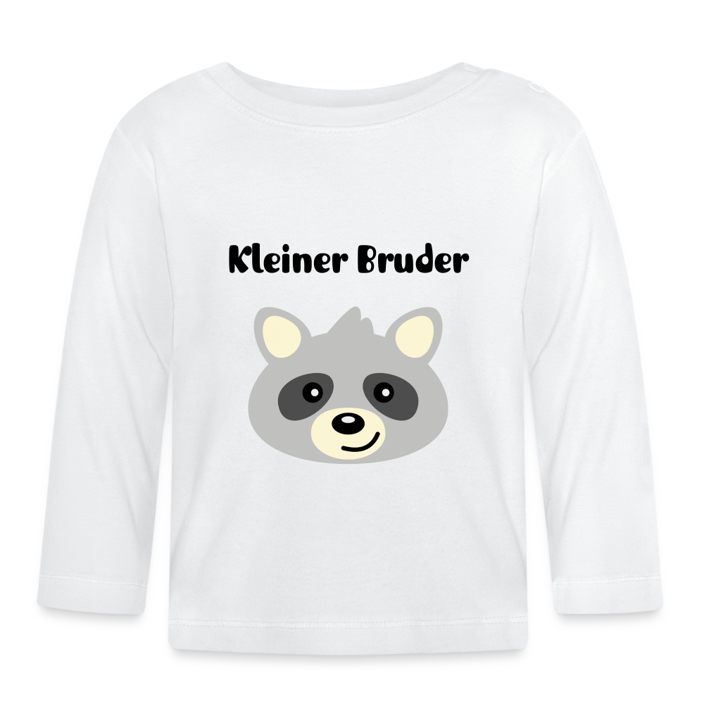 Baby Langarmshirt - Kleiner Bruder Waschbär - weiß