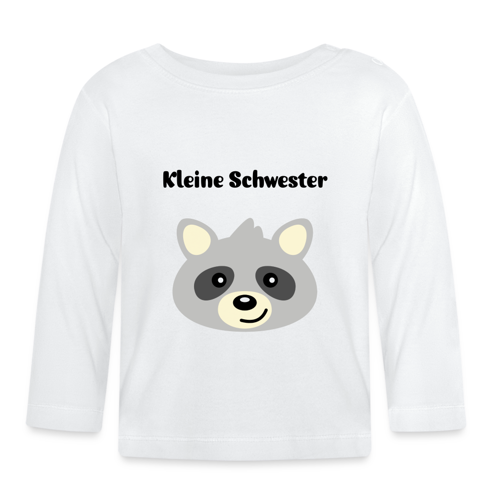 Baby Langarmshirt - Kleine Schwester Waschbär - weiß