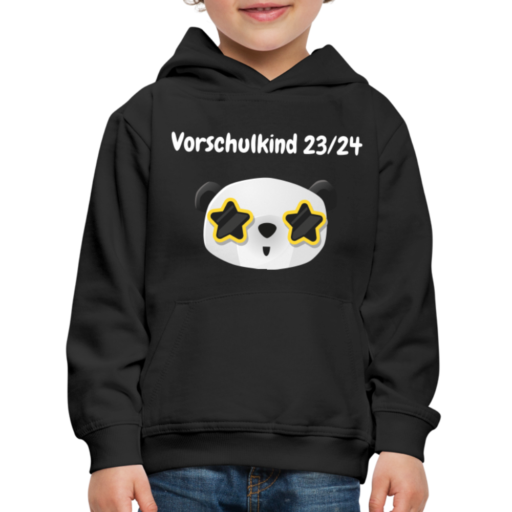 Kinder Premium Hoodie - Vorschulkind 23/24 Panda Sterne - Schwarz