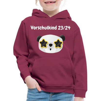 Kinder Premium Hoodie - Vorschulkind 23/24 Panda Sterne - Bordeaux