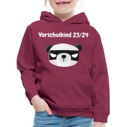 Kinder Premium Hoodie - Vorschulkind 23/24 Panda mit Maske - Bordeaux