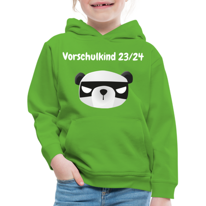 Kinder Premium Hoodie - Vorschulkind 23/24 Panda mit Maske - Hellgrün