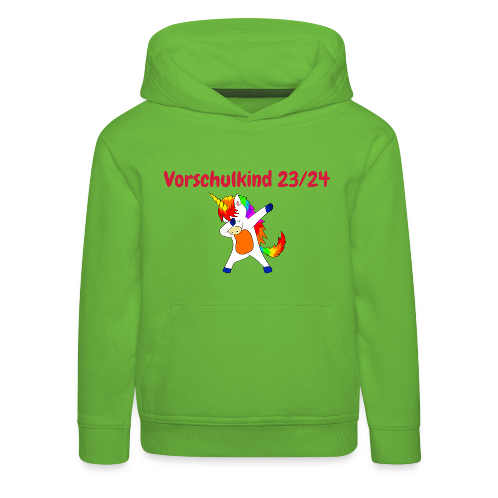 Kinder Premium Hoodie - Vorschulkind 23/24 cooles Einhorn - Hellgrün