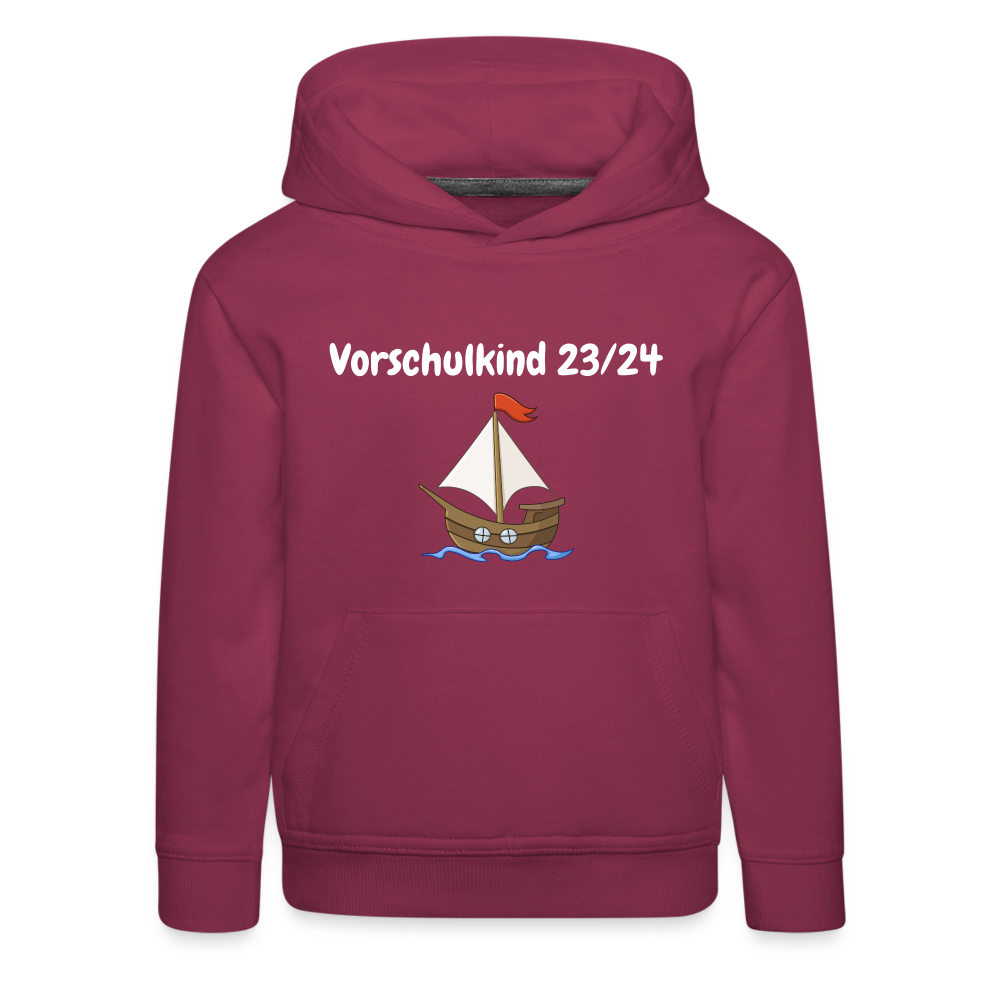 Kinder Premium Hoodie - Vorschulkind 23/24 Segelboot - Bordeaux