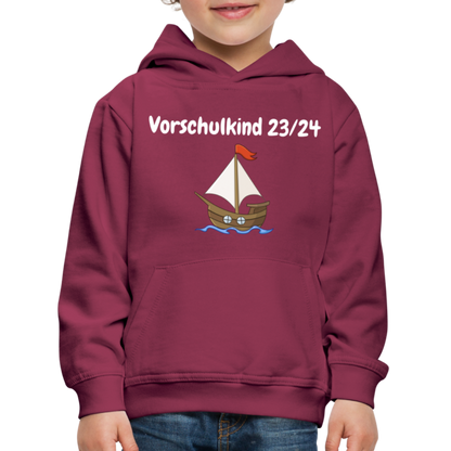 Kinder Premium Hoodie - Vorschulkind 23/24 Segelboot - Bordeaux