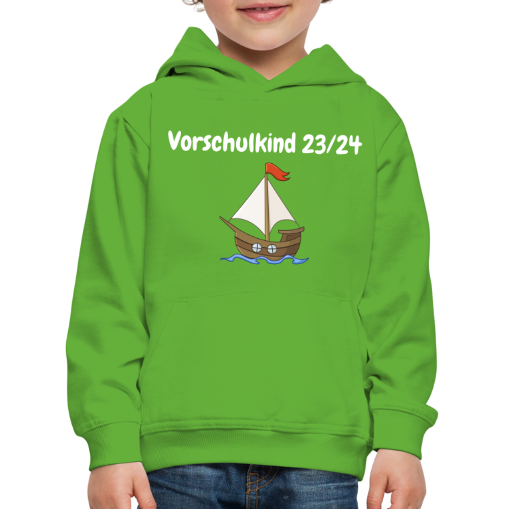 Kinder Premium Hoodie - Vorschulkind 23/24 Segelboot - Hellgrün