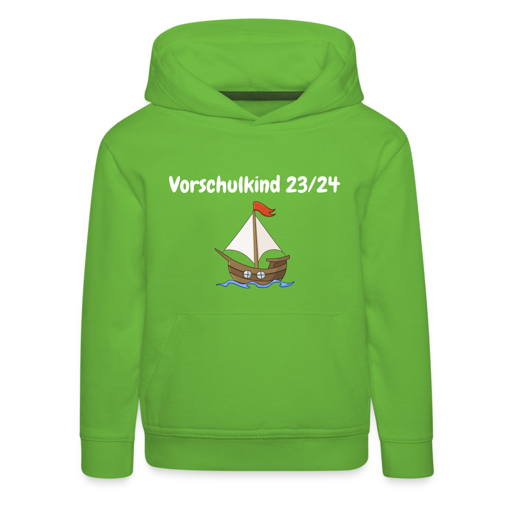 Kinder Premium Hoodie - Vorschulkind 23/24 Segelboot - Hellgrün