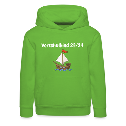 Kinder Premium Hoodie - Vorschulkind 23/24 Segelboot - Hellgrün