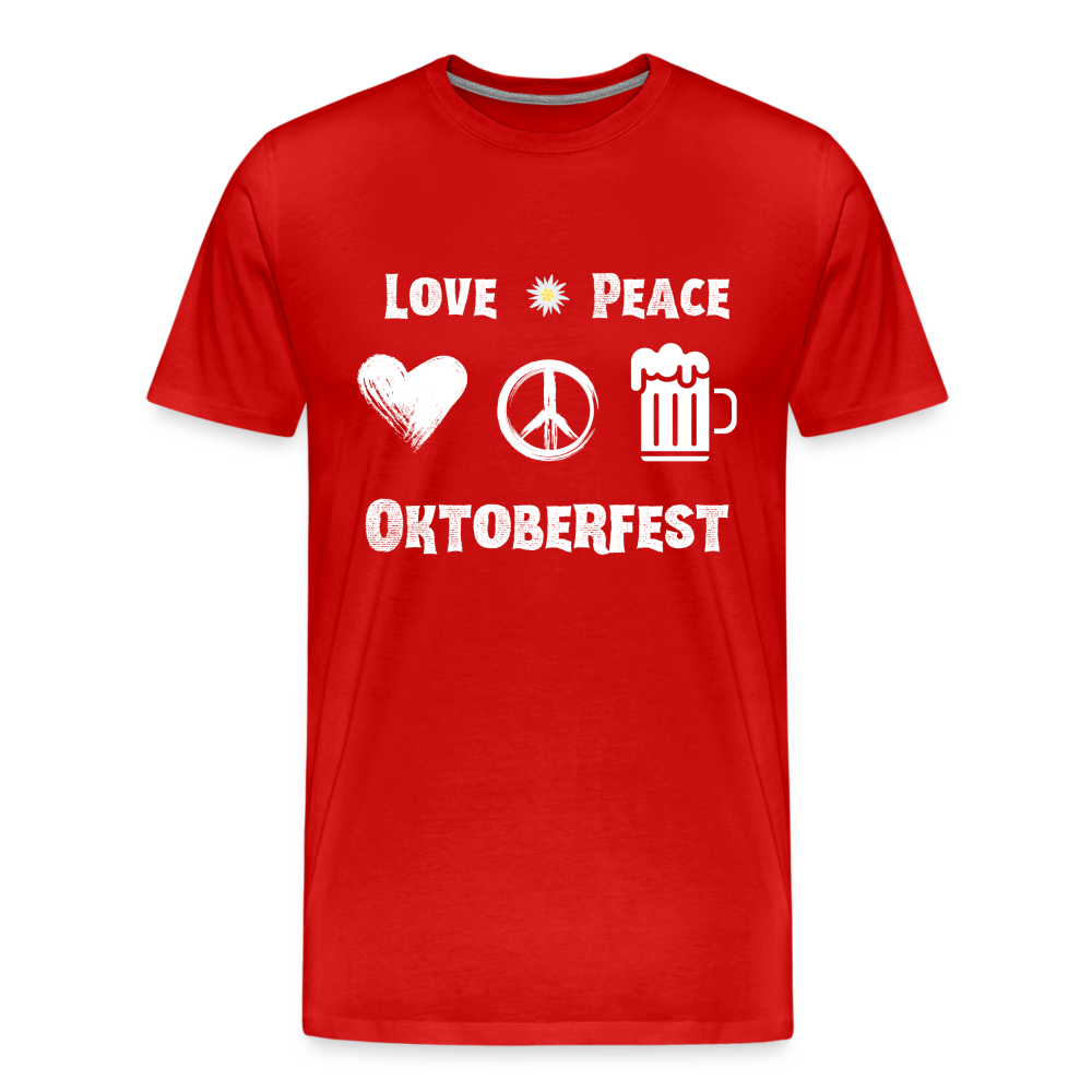 Männer Premium T-Shirt - Love Peace Oktoberfest - Rot