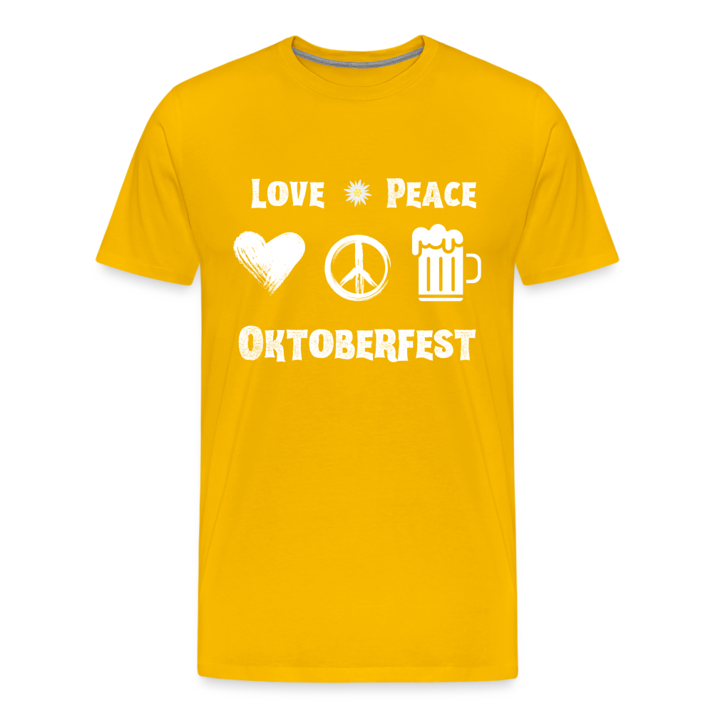 Männer Premium T-Shirt - Love Peace Oktoberfest - Sonnengelb