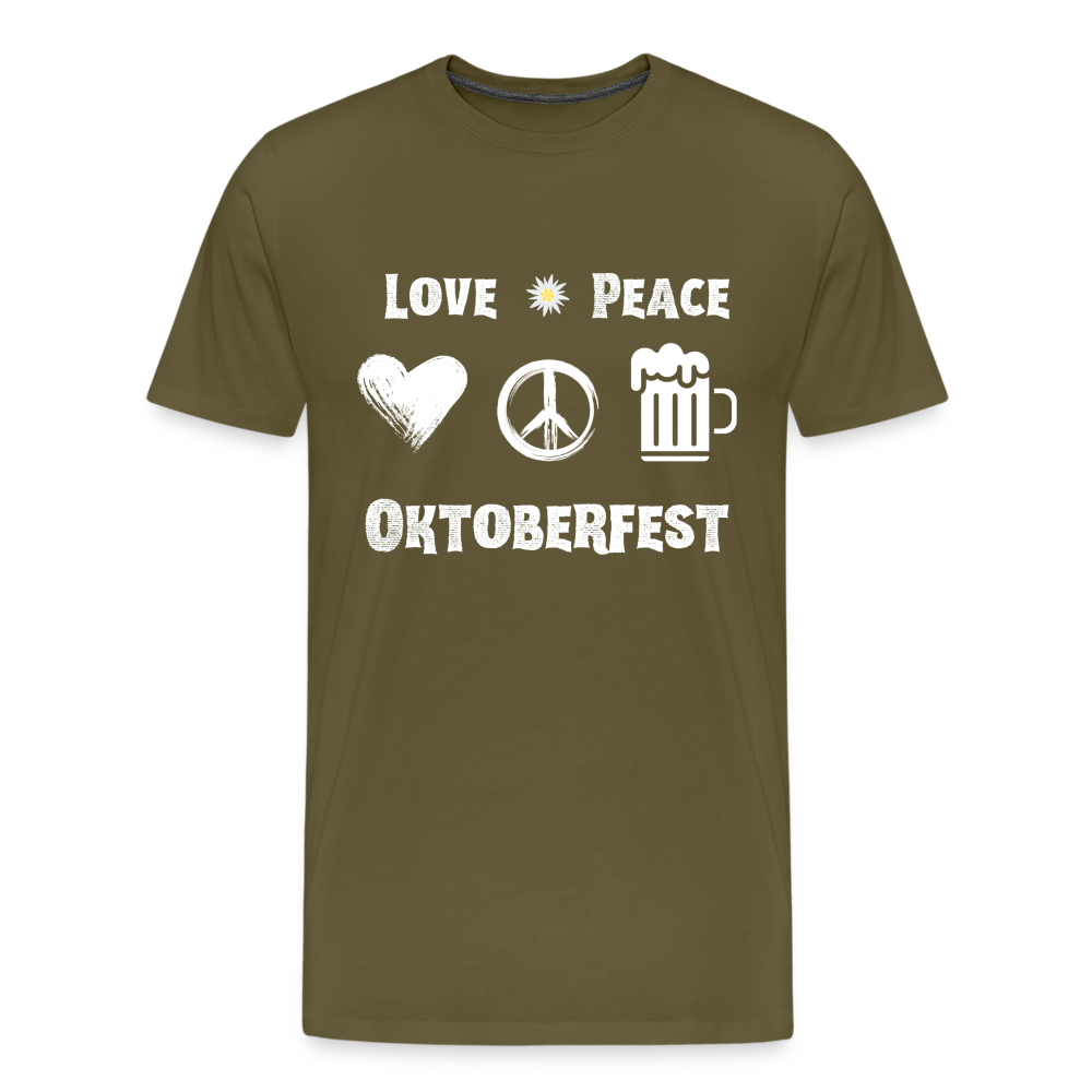 Männer Premium T-Shirt - Love Peace Oktoberfest - Khaki