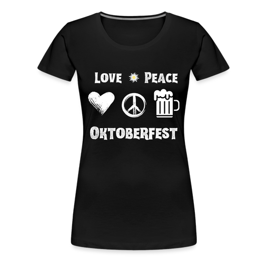 Frauen Premium T-Shirt - Love Peace Oktoberfest - Schwarz