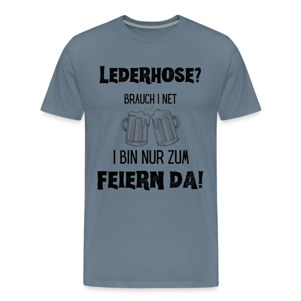 Männer Premium T-Shirt - Lederhose? - Blaugrau