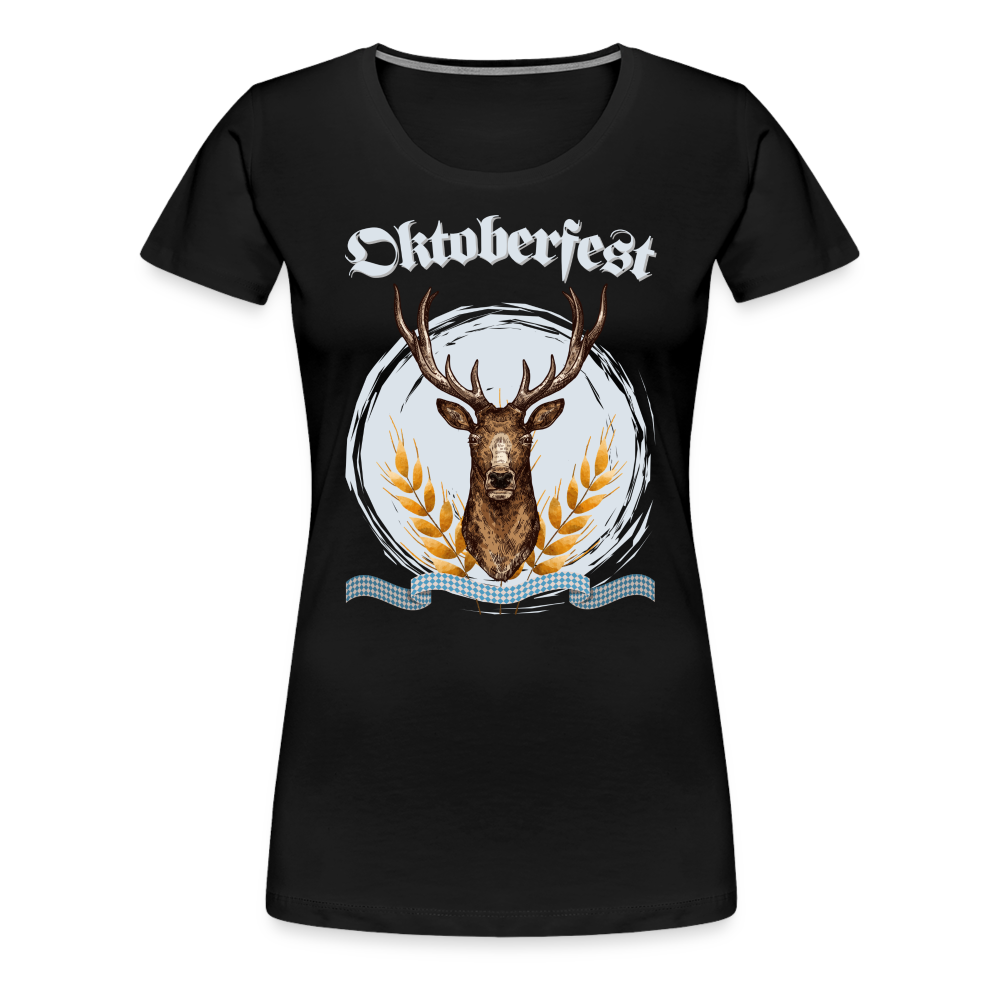 Frauen Premium T-Shirt - Oktoberfest Hirsch - Schwarz