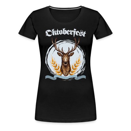 Frauen Premium T-Shirt - Oktoberfest Hirsch - Schwarz