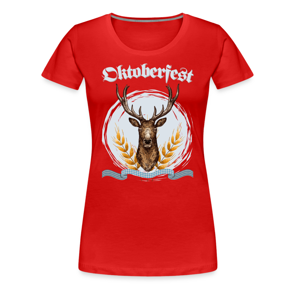 Frauen Premium T-Shirt - Oktoberfest Hirsch - Rot