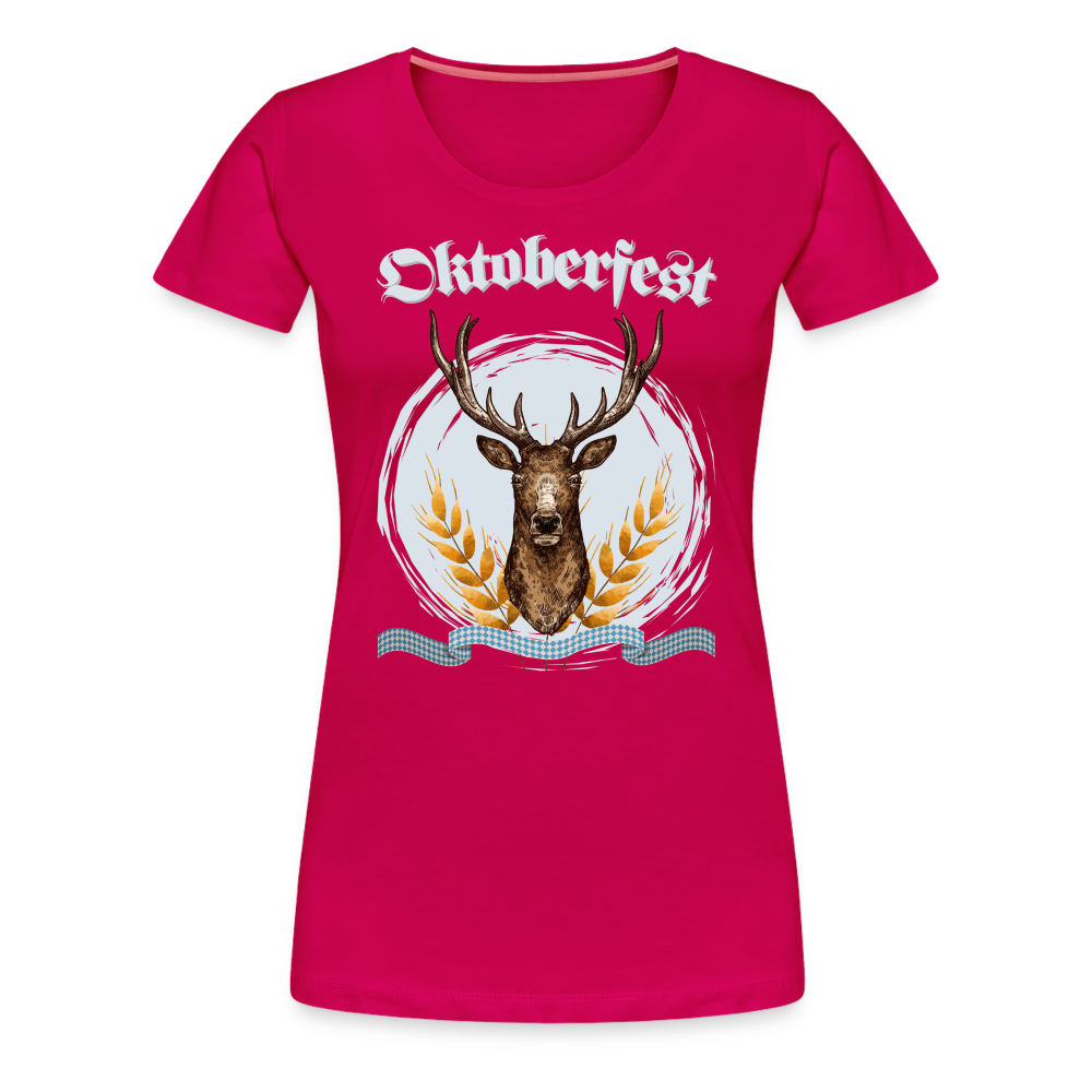 Frauen Premium T-Shirt - Oktoberfest Hirsch - dunkles Pink