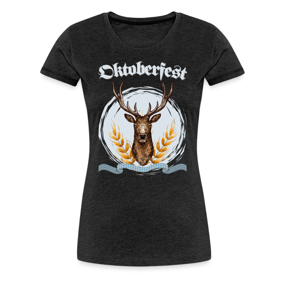 Frauen Premium T-Shirt - Oktoberfest Hirsch - Anthrazit