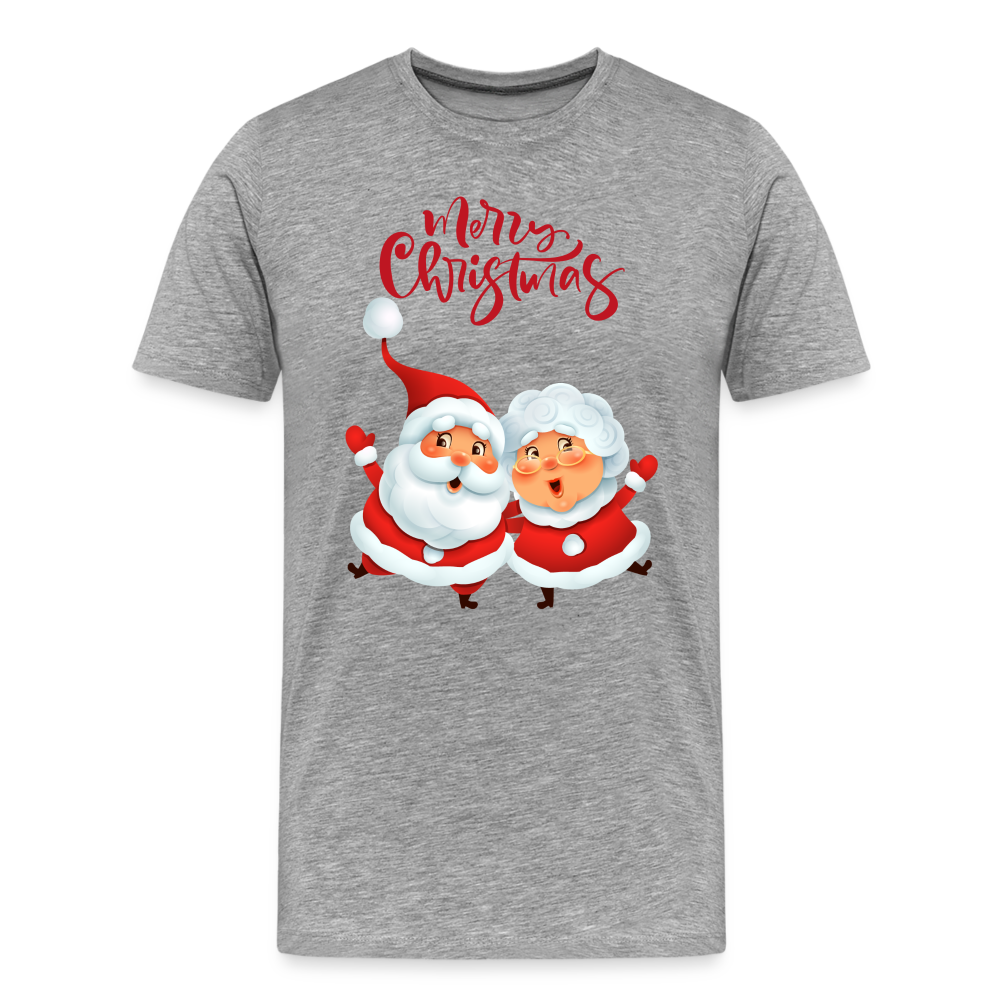 Männer Premium T-Shirt - Santa & Mrs Clause - Grau meliert