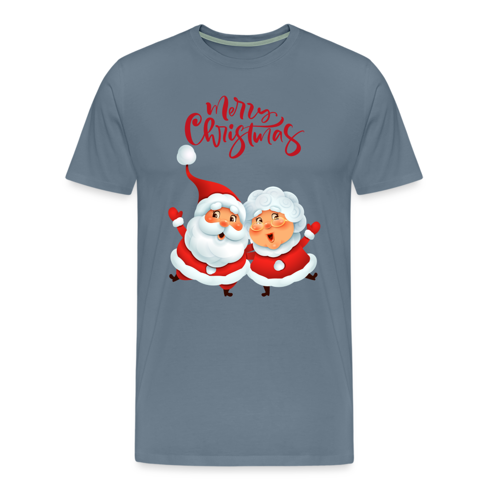 Männer Premium T-Shirt - Santa & Mrs Clause - Blaugrau