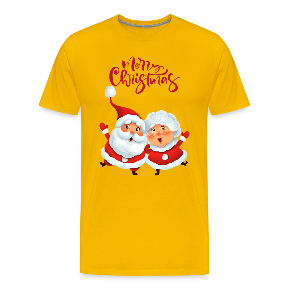 Männer Premium T-Shirt - Santa & Mrs Clause - Sonnengelb