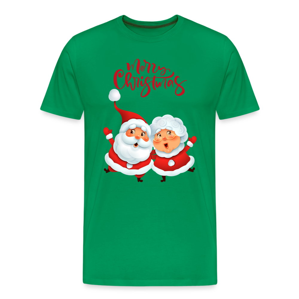 Männer Premium T-Shirt - Santa & Mrs Clause - Kelly Green