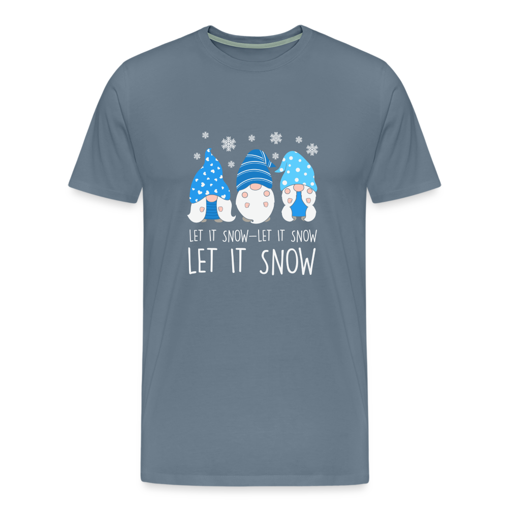 Männer Premium T-Shirt - Let it snow Wichtel - Blaugrau