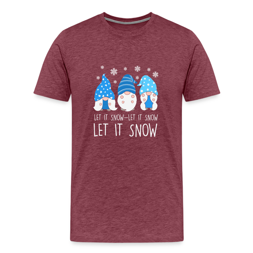 Männer Premium T-Shirt - Let it snow Wichtel - Bordeauxrot meliert