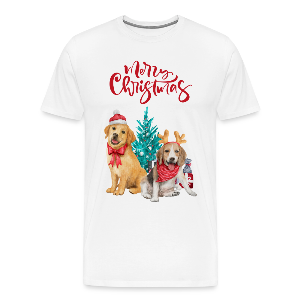 Männer Premium T-Shirt - Christmas Dogs - weiß