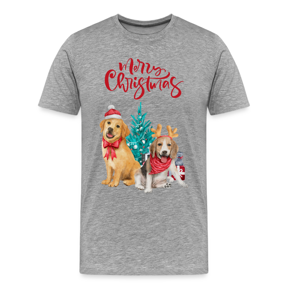 Männer Premium T-Shirt - Christmas Dogs - Grau meliert