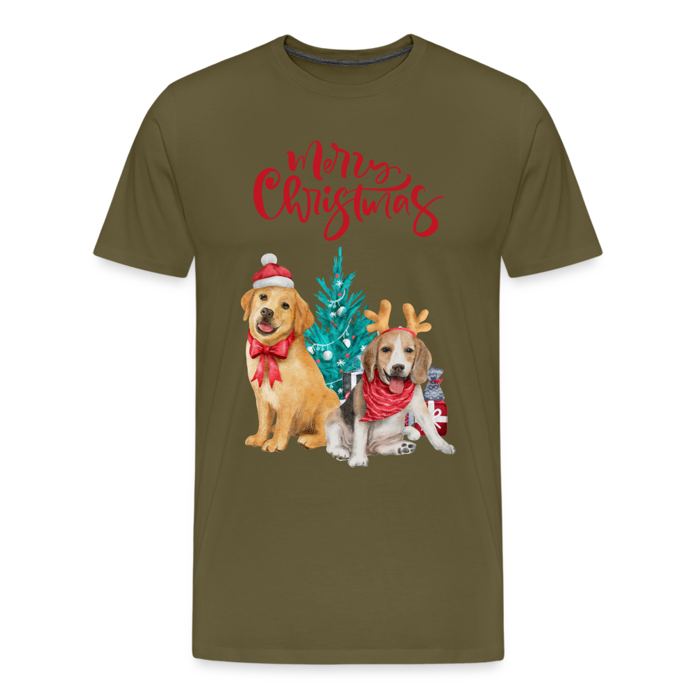 Männer Premium T-Shirt - Christmas Dogs - Khaki