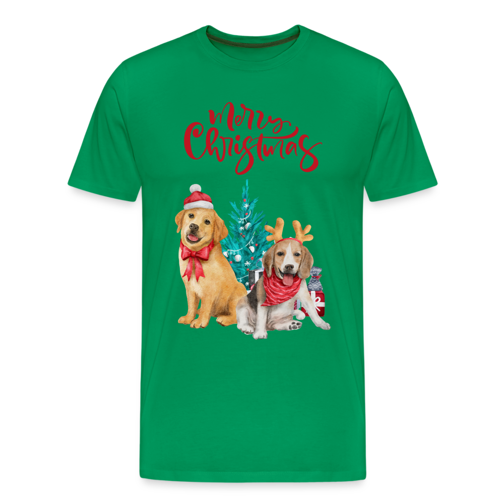 Männer Premium T-Shirt - Christmas Dogs - Kelly Green