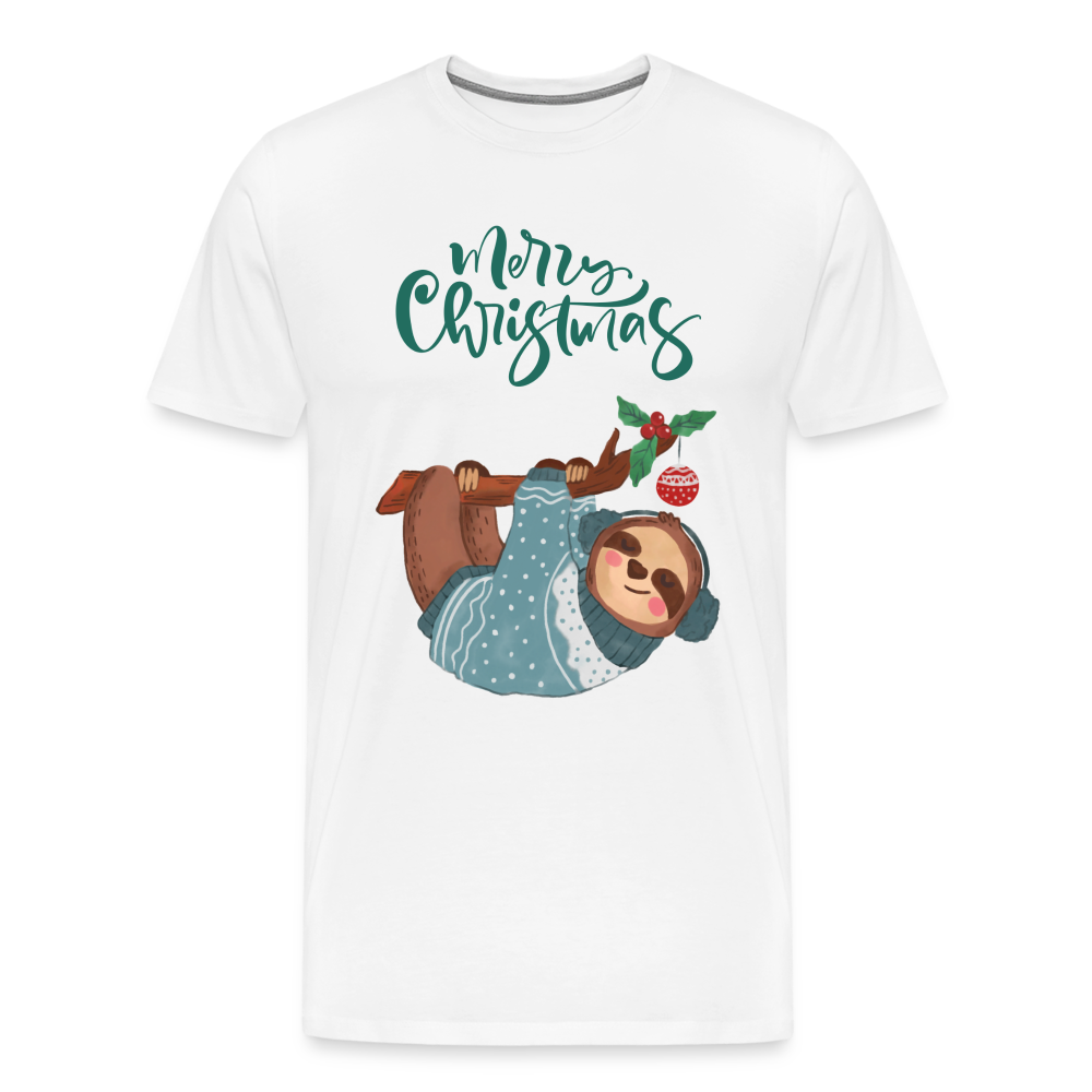 Männer Premium T-Shirt - Christmas Faultier - weiß