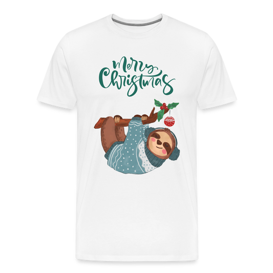 Männer Premium T-Shirt - Christmas Faultier - weiß