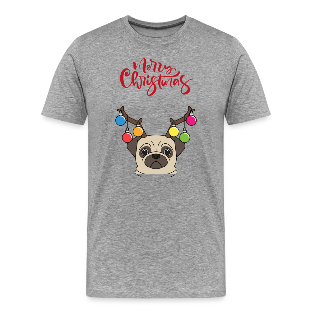 Männer Premium T-Shirt - Christmas Mops - Grau meliert