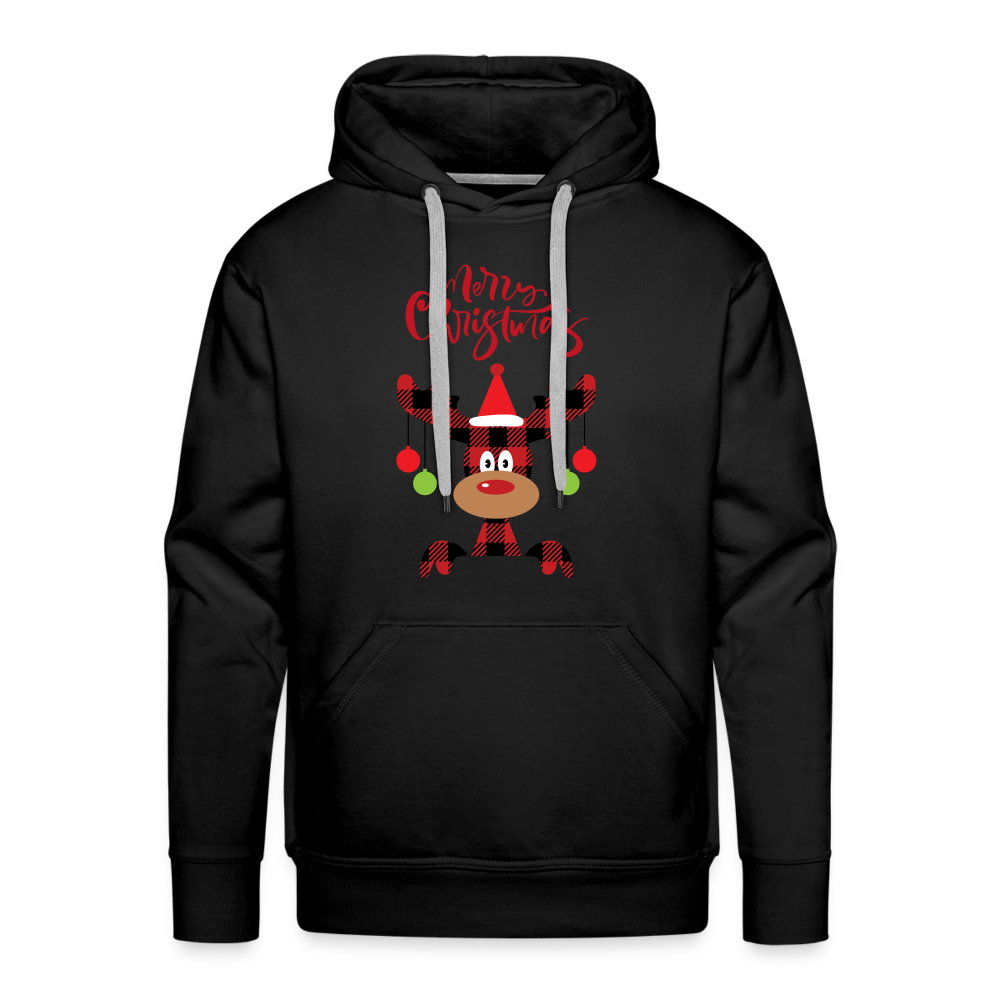 Männer Premium Hoodie - Karo Rentier - Schwarz
