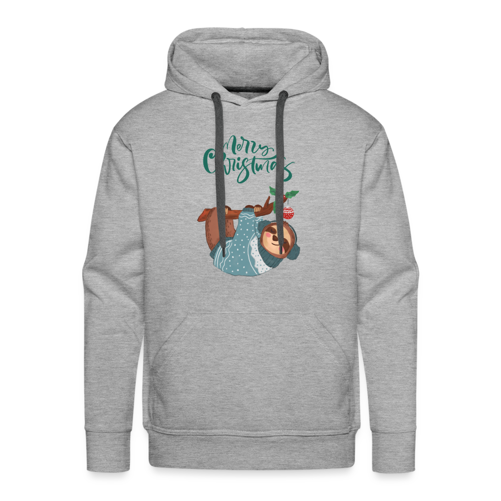 Männer Premium Hoodie - Christmas Faultier - Grau meliert