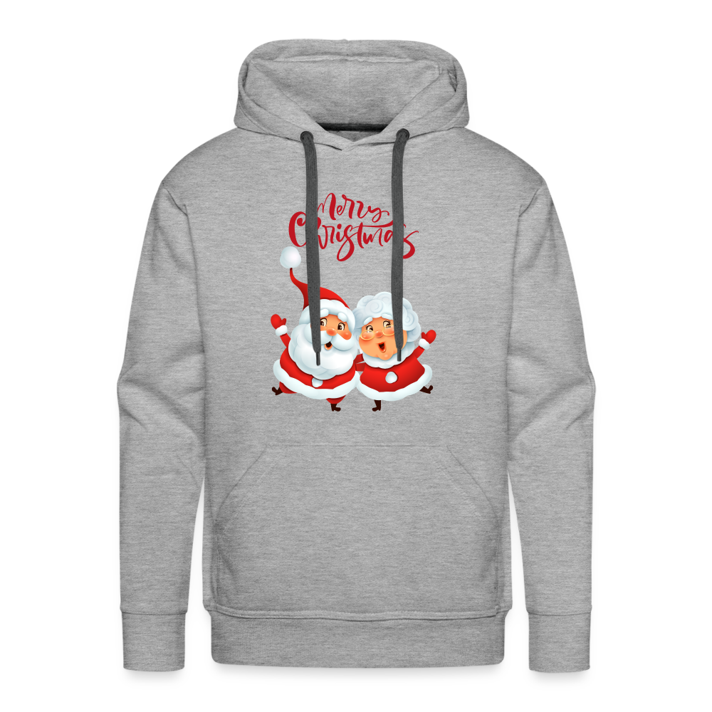 Männer Premium Hoodie - Santa & Mrs. Clause - Grau meliert