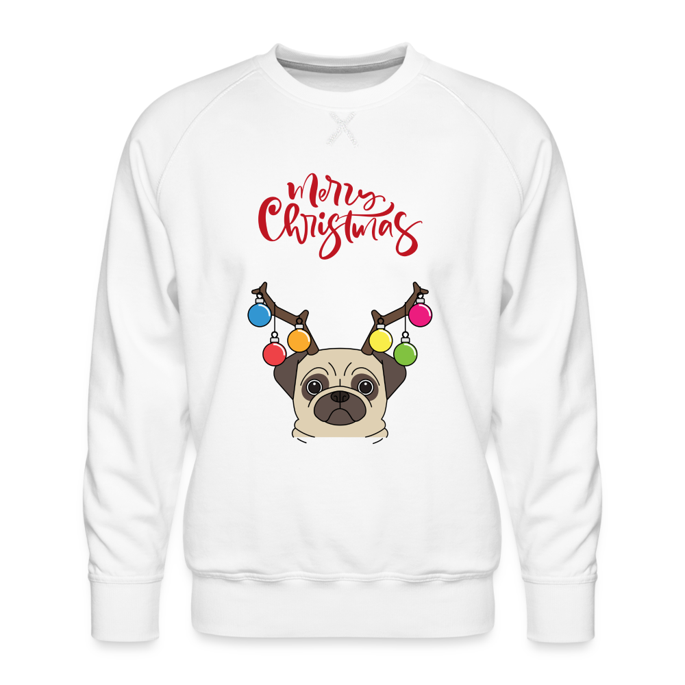 Männer Premium Pullover - Christmas Mops - weiß