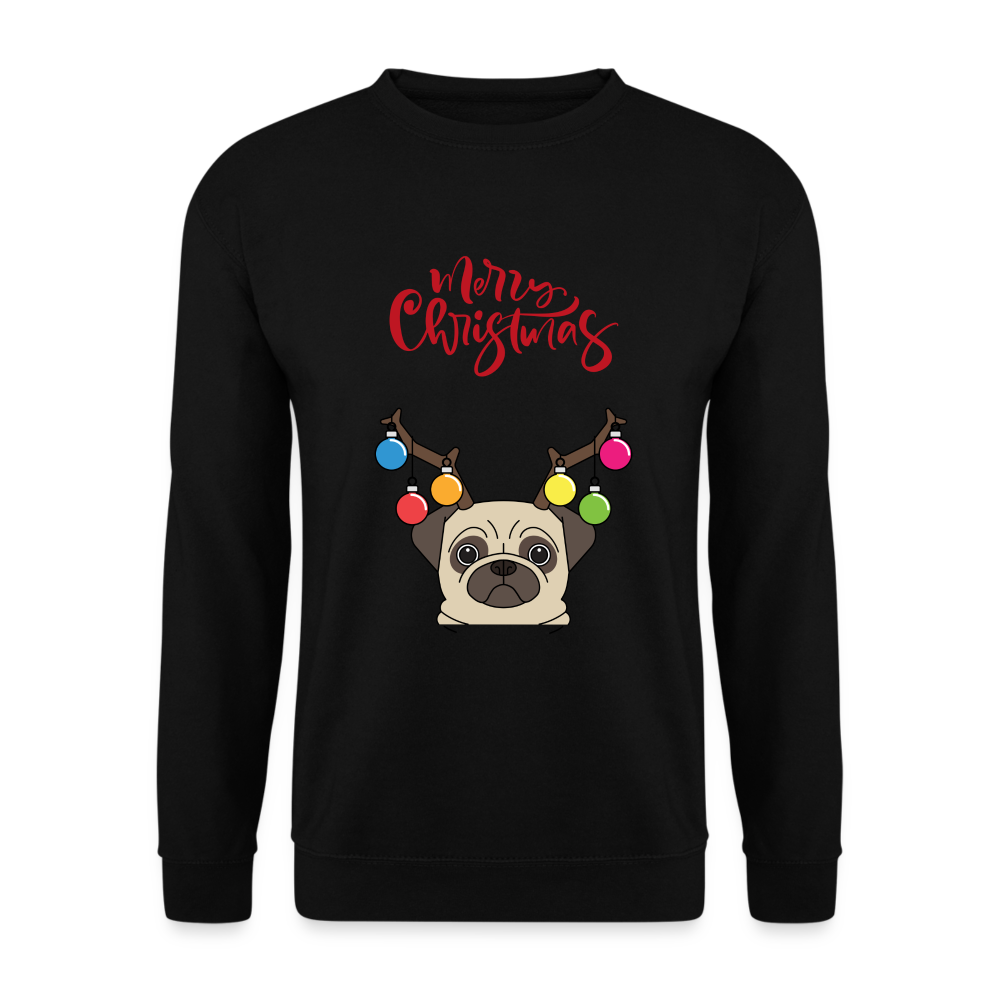 Unisex Pullover - Christmas Mops - Schwarz