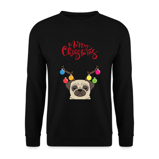 Unisex Pullover - Christmas Mops - Schwarz